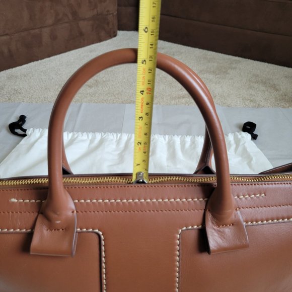 Theory T Bar Ames Leather Handbag Satchel Crossbody Purse Shoulder Bag Weekender - Picture 10 of 13